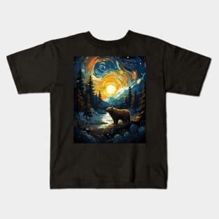 Sun Valley Idaho Bear Starry Night Kids T-Shirt